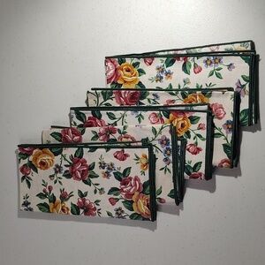 5 Longaberger Fabric Napkins In Garden Splendor Fabric 16.5" X 16.5"